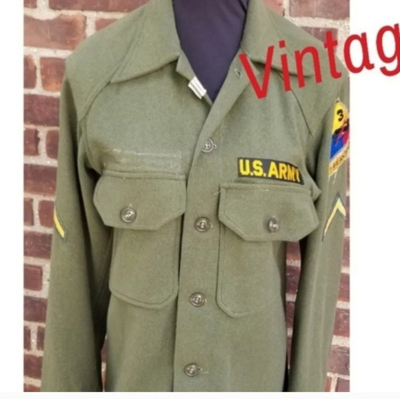 Vintage Army Green wool jacket.S-M - Picture 2 of 9